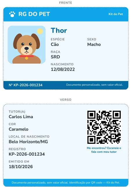 Exemplo de RG do pet com o Thor